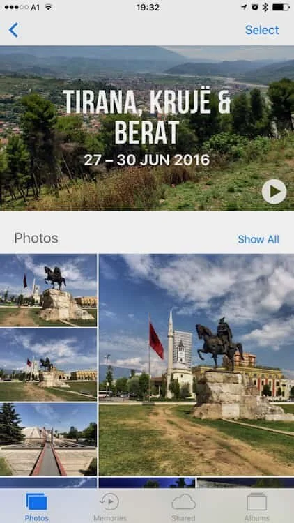 Location detail screen after tapping on a location in the iOS10 photos app