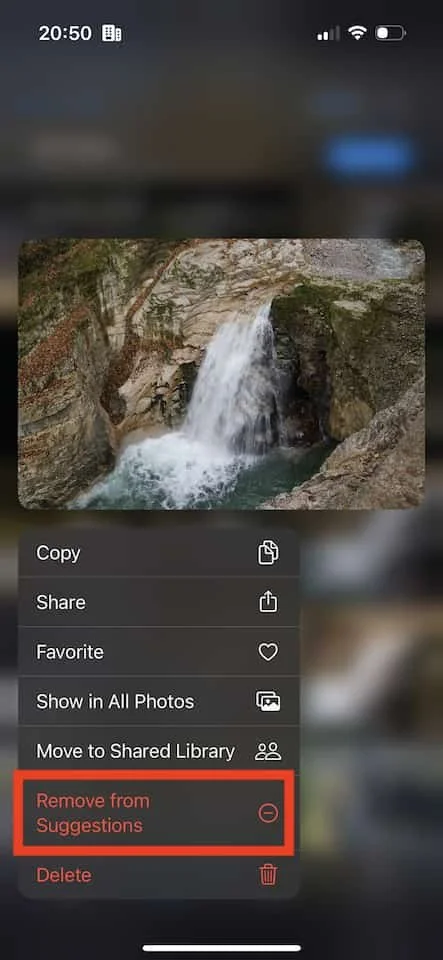 Remove a photo from the suggestions for the iOS 16 shared photo library