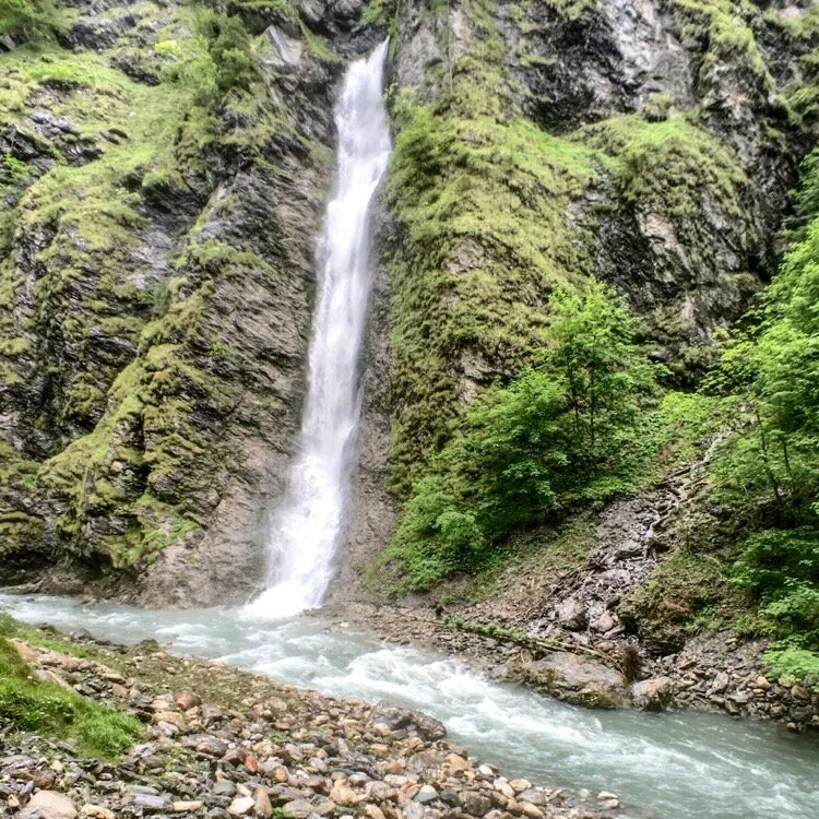 Waterfall at the end of the hike through Liechtensteinklamm