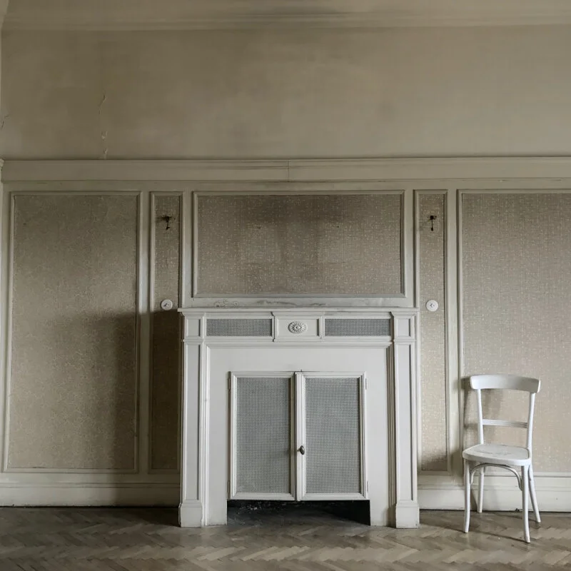 A chimney in an abandoned hotel room at the Suedbahnhotl Semmering