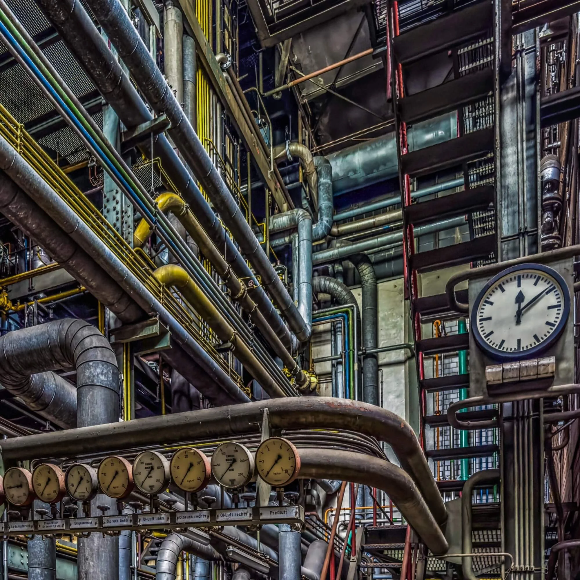 Pipes at the abandoned boiler house