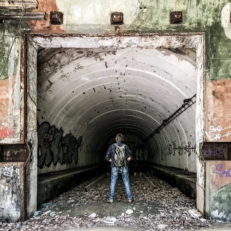 My good friend Mike standing in front of a hangar entrance