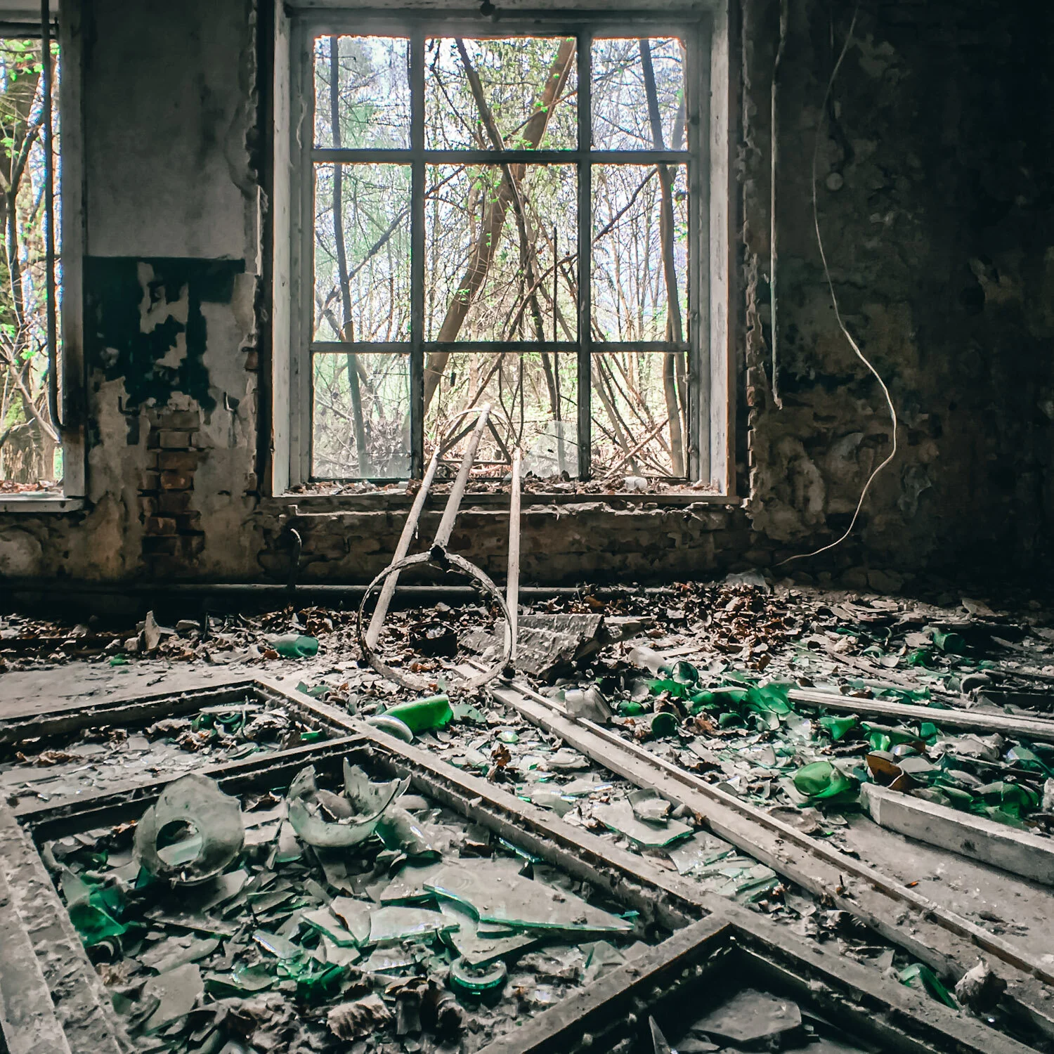 Broken Windows in Zalyssia in the Chernobyl Exclusion Zone