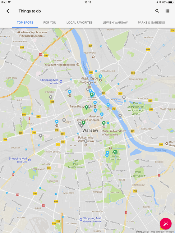 Display bookmarked locations on a map in Google Trips