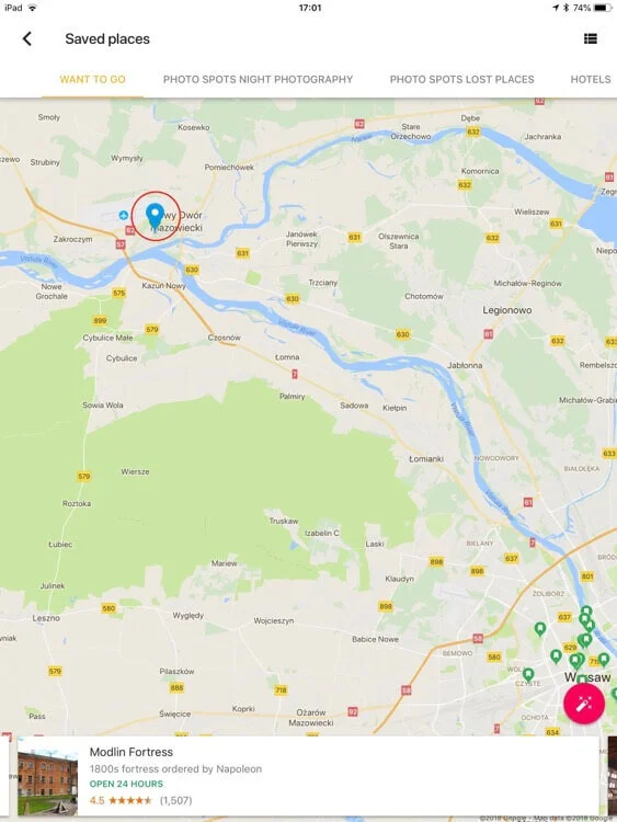 Getting directions in Google Trips