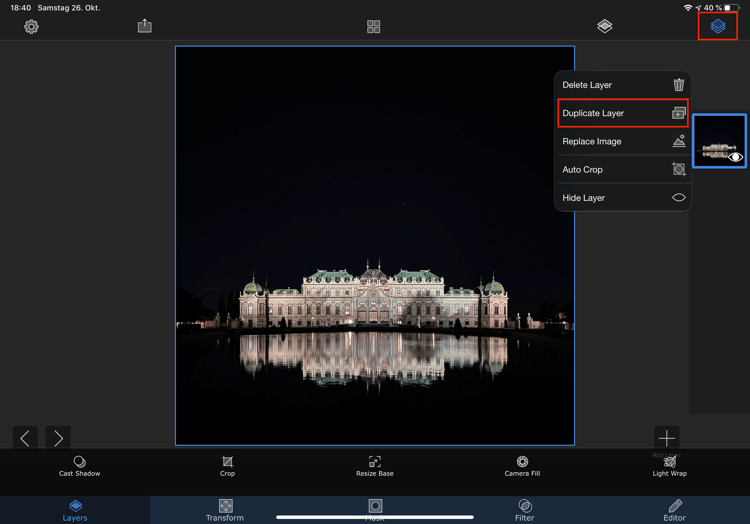Duplicate Layer in SuperimposeX App