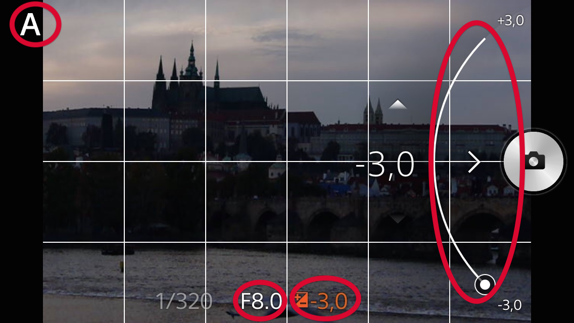 Manual bracketing mode with a Sony QX attachable lens style camera.