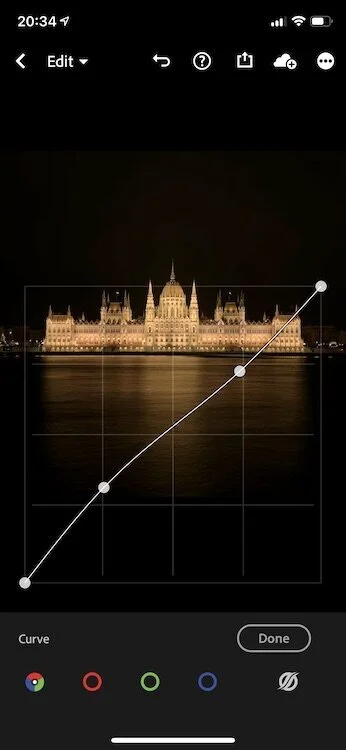 Curve Adjustment in Lightroom Mobile